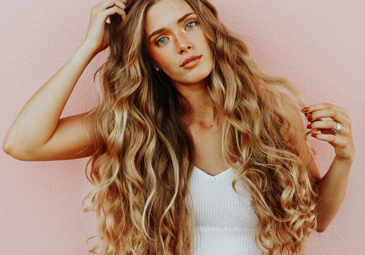 Woman with long beachy blonde hair