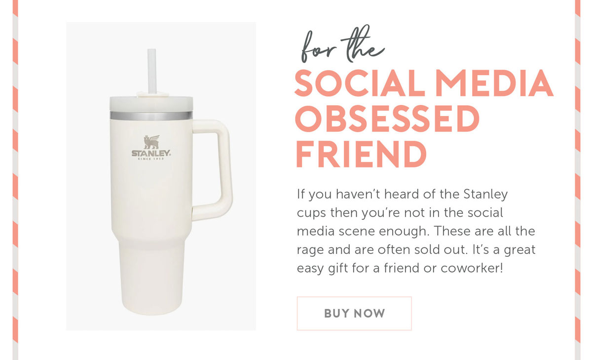 For the Social Media Obsessed friend: If you haven’t heard of the Stanley cups then you’re not in the social media scene enough. These are all the rage and are often sold out. It’s a great easy gift for a friend or coworker!