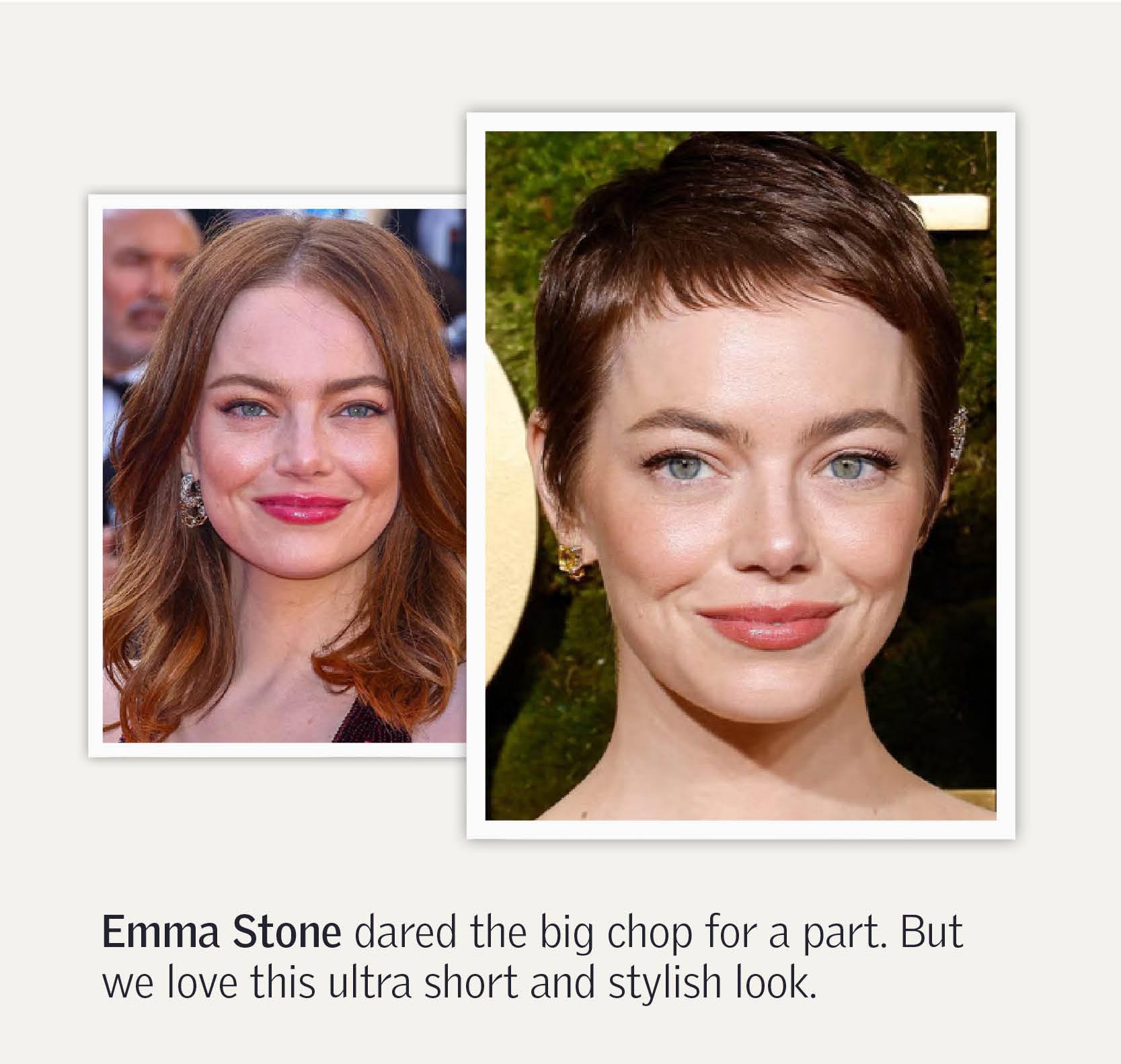 Emma Stone dared the big chop for a part. But we love this ultra short and stylish look.