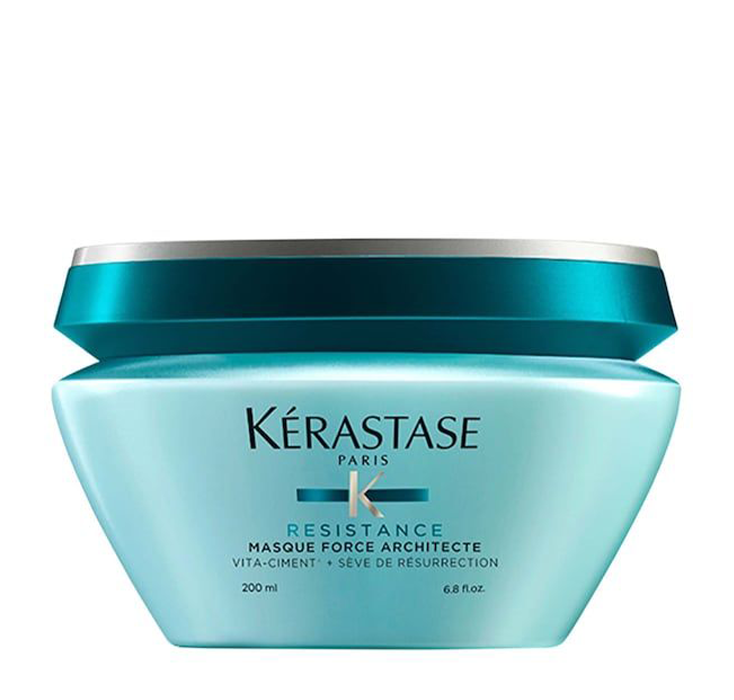 Kérastase's Resistance Strengthening Hair Mask for Damaged Hair_ This mask intensely restores weak, brittle, or damaged hair_