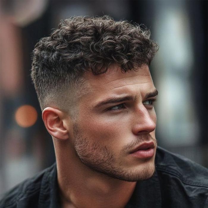 Mens curly undercut hair style