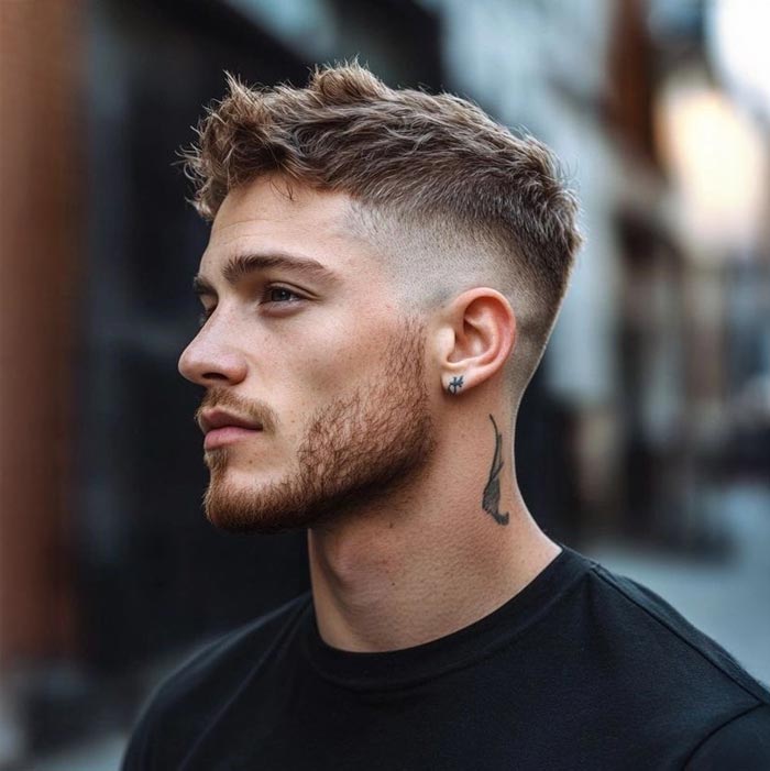 Man with textured crop haircut